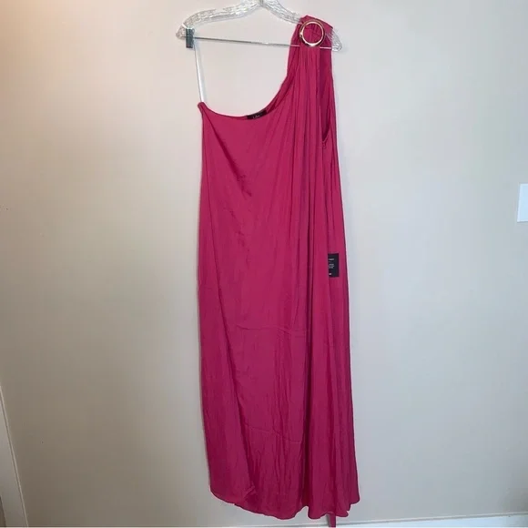 Lulu's Goddess Aura Fuchsia One-Shoulder Maxi Dress - Picture 2 of 12